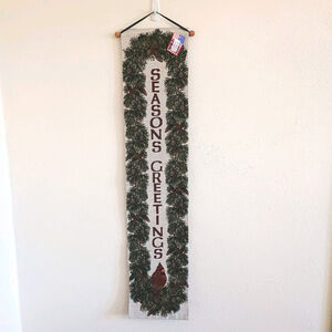 NWT Seasons Greetings Tapestry Bell Pull Cardinal Birds Pine Cones Christmas 39"